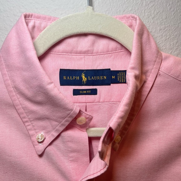 Polo Ralph Lauren Slim Fit Stretch Oxford Pink Shirt Size M - Picture 14 of 14